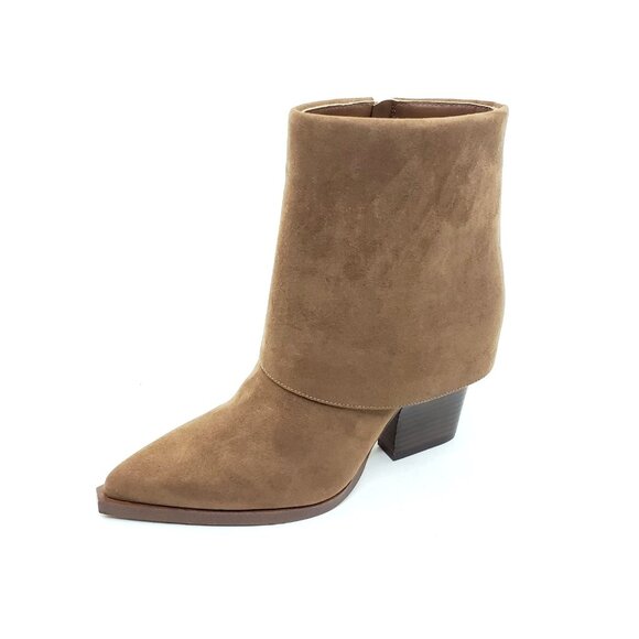 Jessica Simpson Lerra Pointed Toe Ankle Boots Tan Faux Suede Block Heel Size 8.5 - Picture 11 of 13